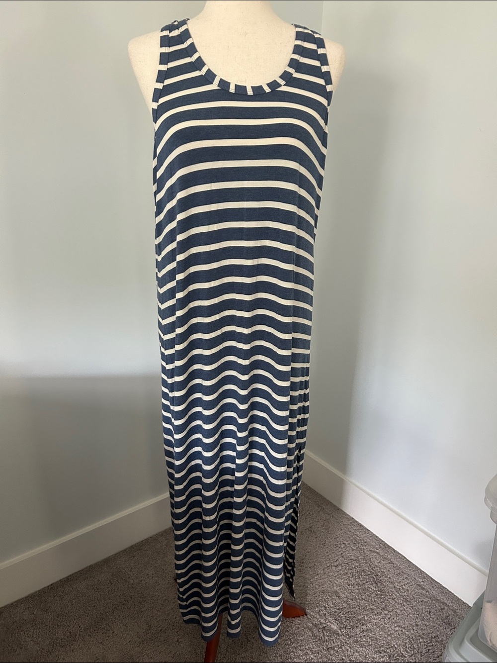 J. Crew Navy and White Striped Maxi Dress